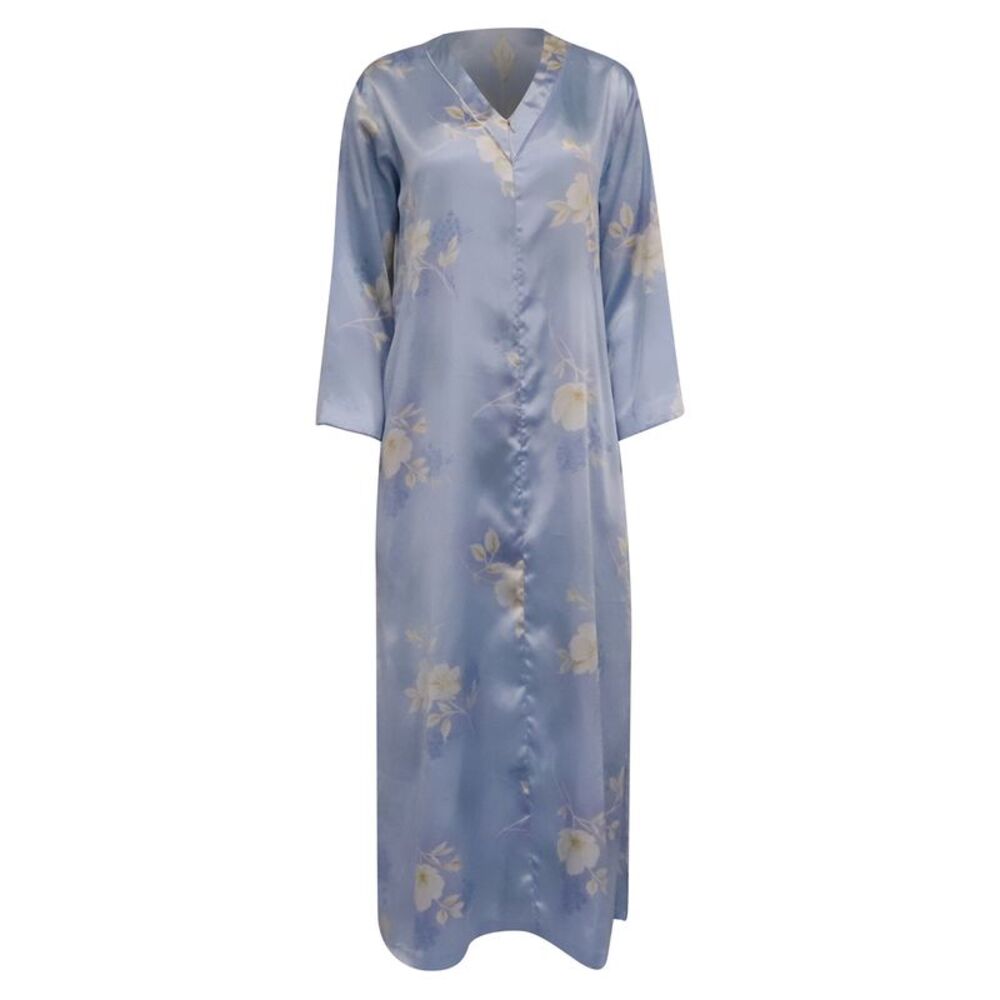 Oscar de la Renta Floral Caftan Dress in Light Blue Polyester